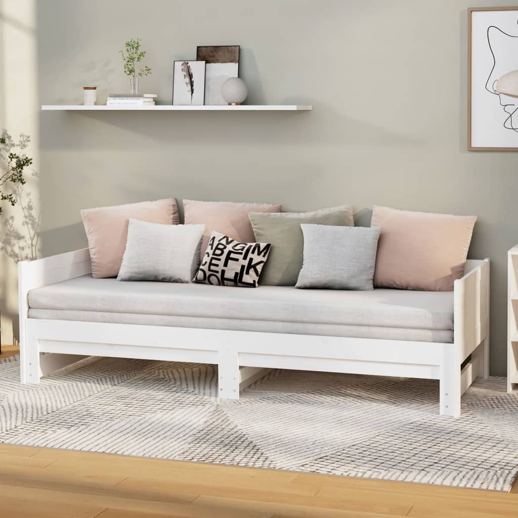 vidaXL Bett, Ausziehbares Tagesbett Weiß Massivholz Kiefer 2x(80x200) cm günstig online kaufen