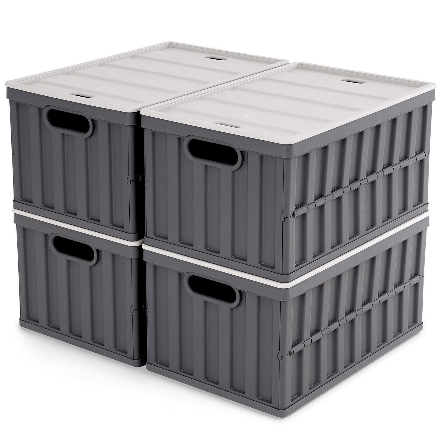 LuxusKollektion Faltbox Klappbox 64L Grau 4er Set