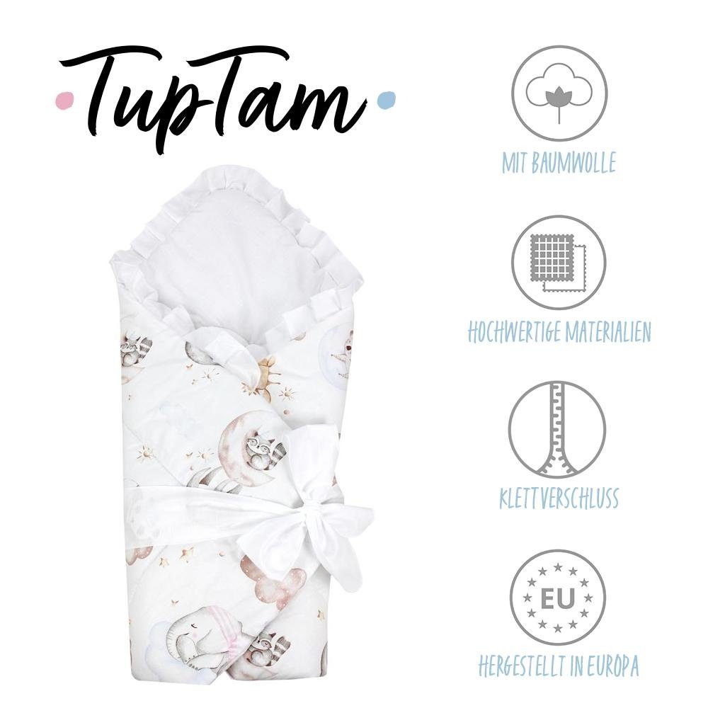 Wolken Einschlagdecke TupTam Einschlagdecke Schleife, Unisex auf mit Tiere TupTam Baby