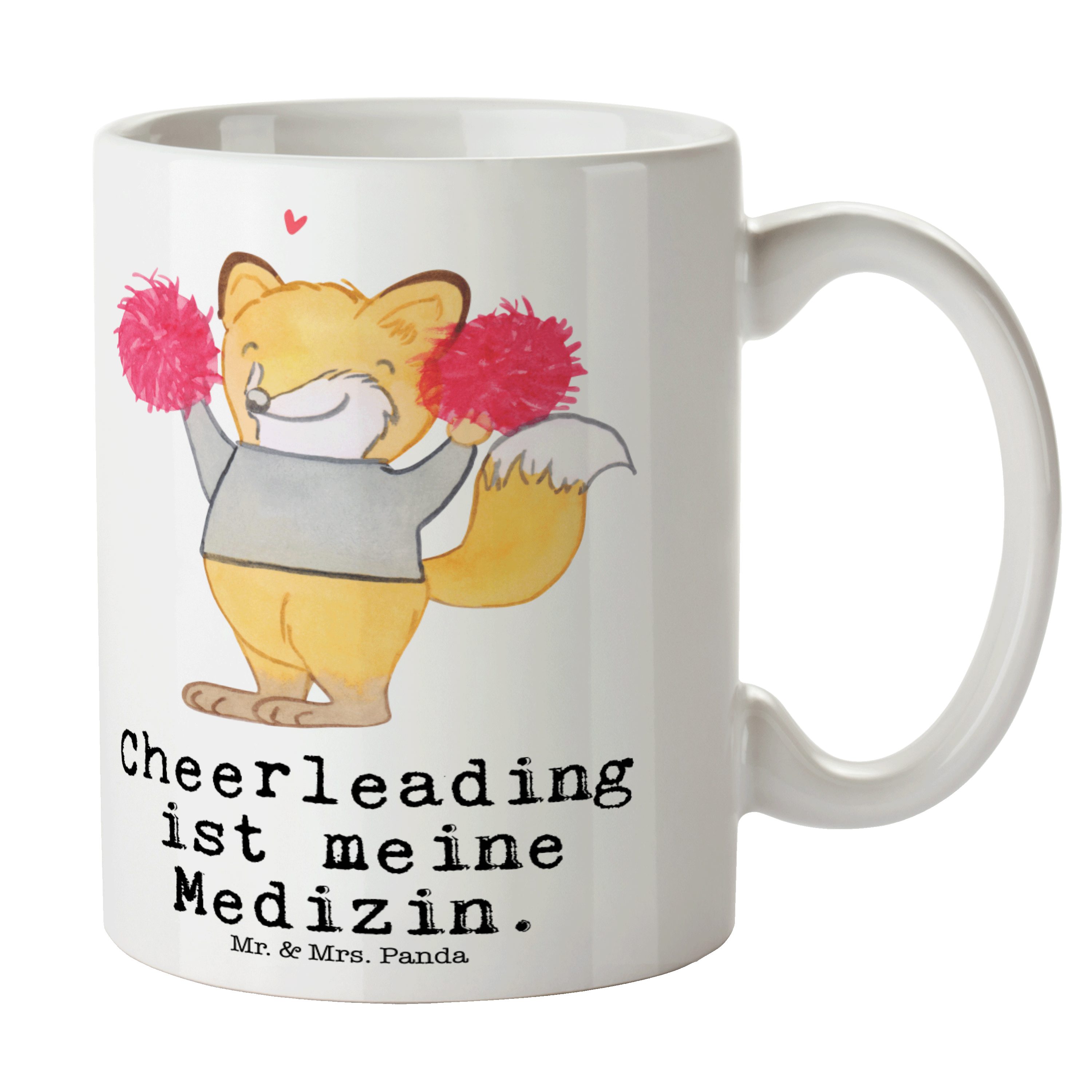 Mr. & Mrs. Panda Tasse Fuchs Cheerleader Medizin - Weiß - Geschenk, Kaffeetasse, Auszeichnun, Keramik
