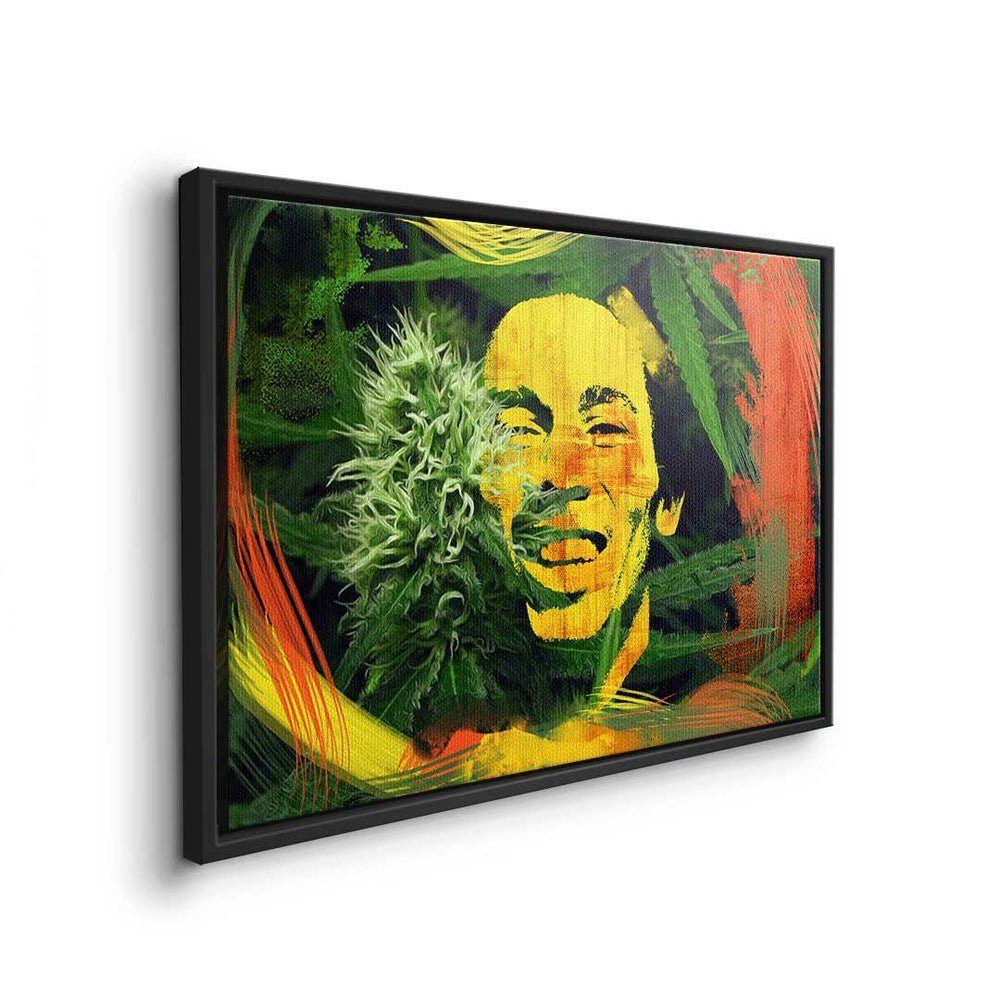 - Bob - Motivation Pop Mindset Weed Premium - Art Rahmen Leinwandbild, - DOTCOMCANVAS® Leinwandbild schwarzer