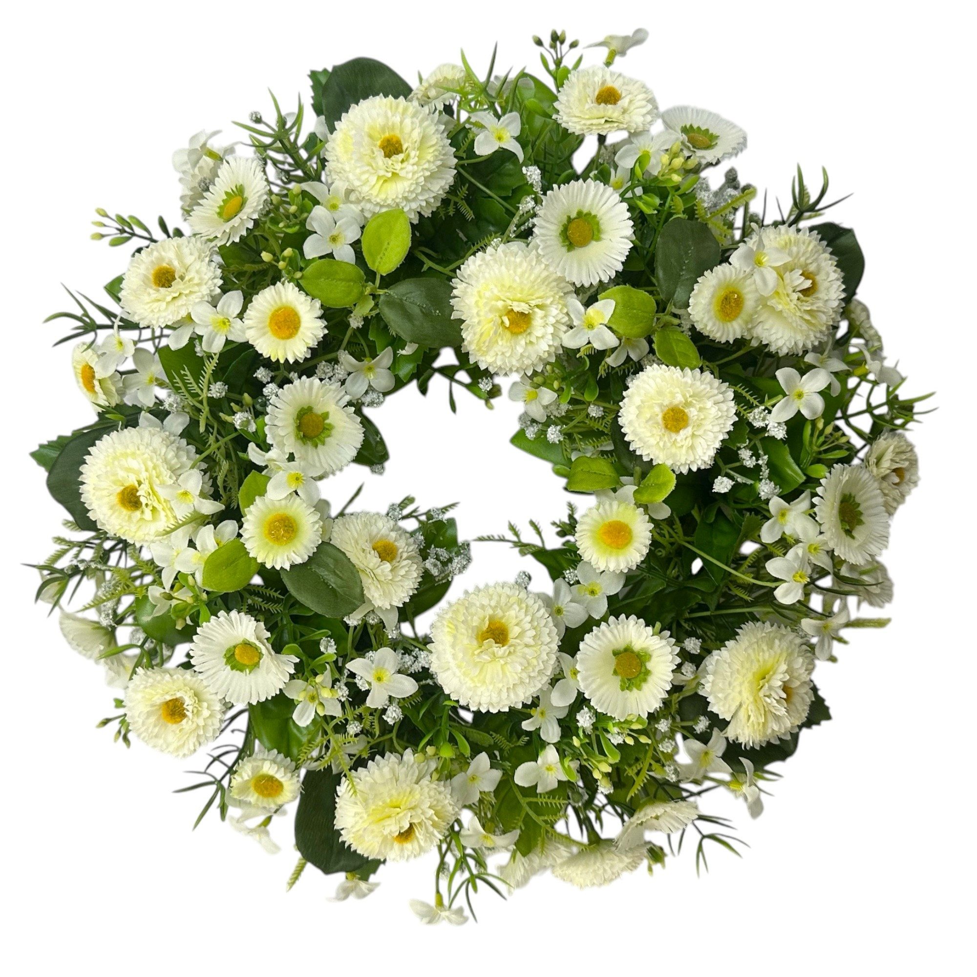 Kunstkranz Künstlicher Belliskranz 30cm. Gänseblümchen Türkranz Ostern Weiß-Creme, Floratexx GmbH