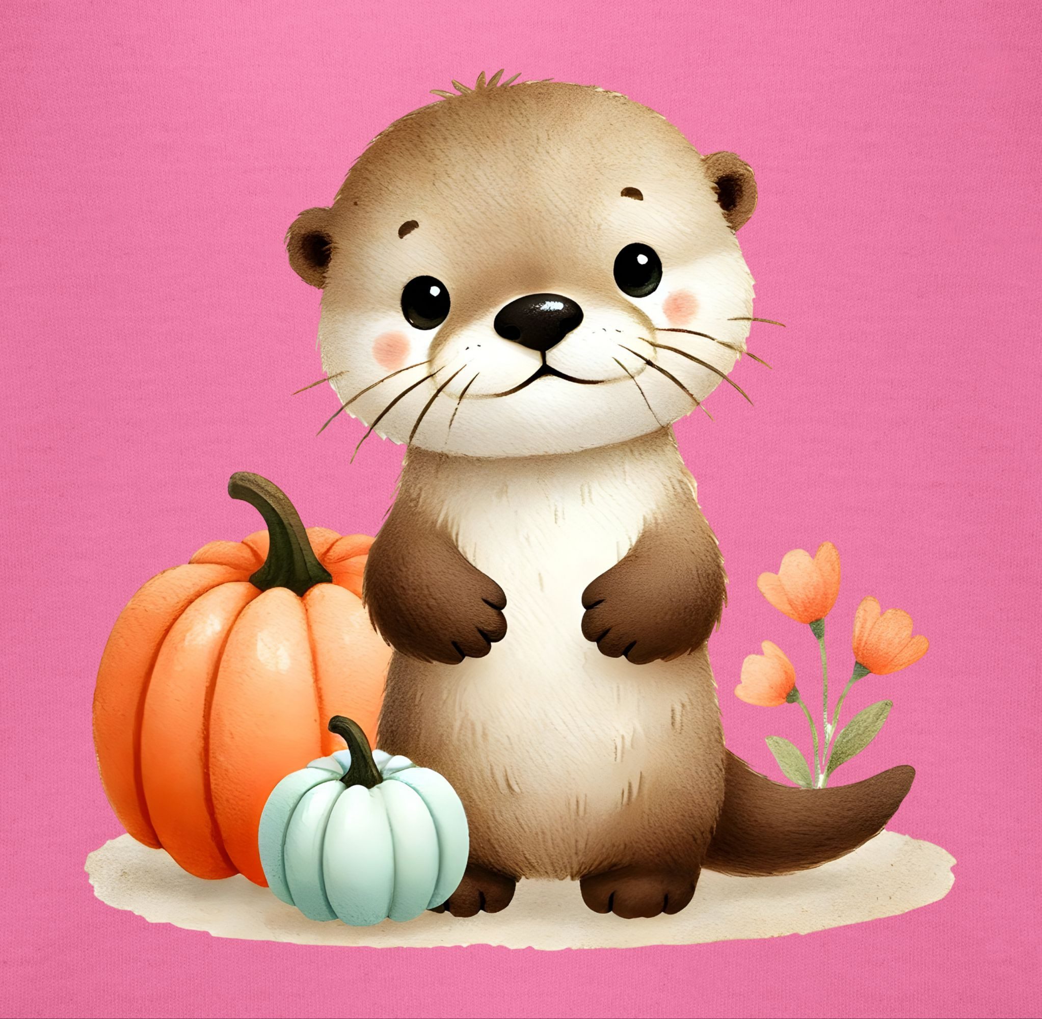 Shirtracer Lätzchen Süßer Otter mit Kürbis, Herbstliches Baby und Kinder Motiv, Niedlich, Halloween Kostüme für Baby