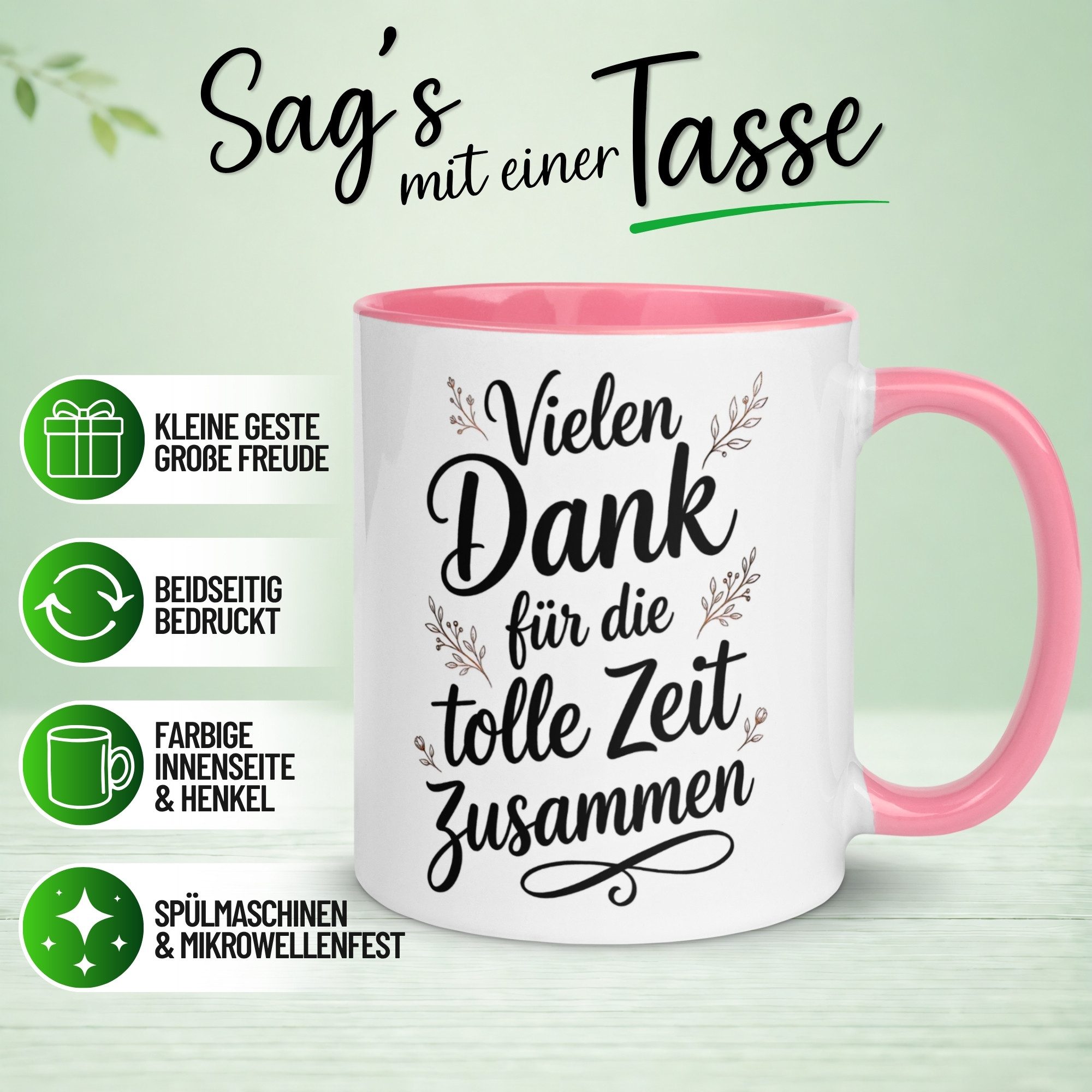 Momentals Tasse Abschied Kollegin – Vielen Dank für die tolle Zeit zusammen – Geschenk, Gratis Versand · Links-&Rechtshänder · Spülmaschinenfest