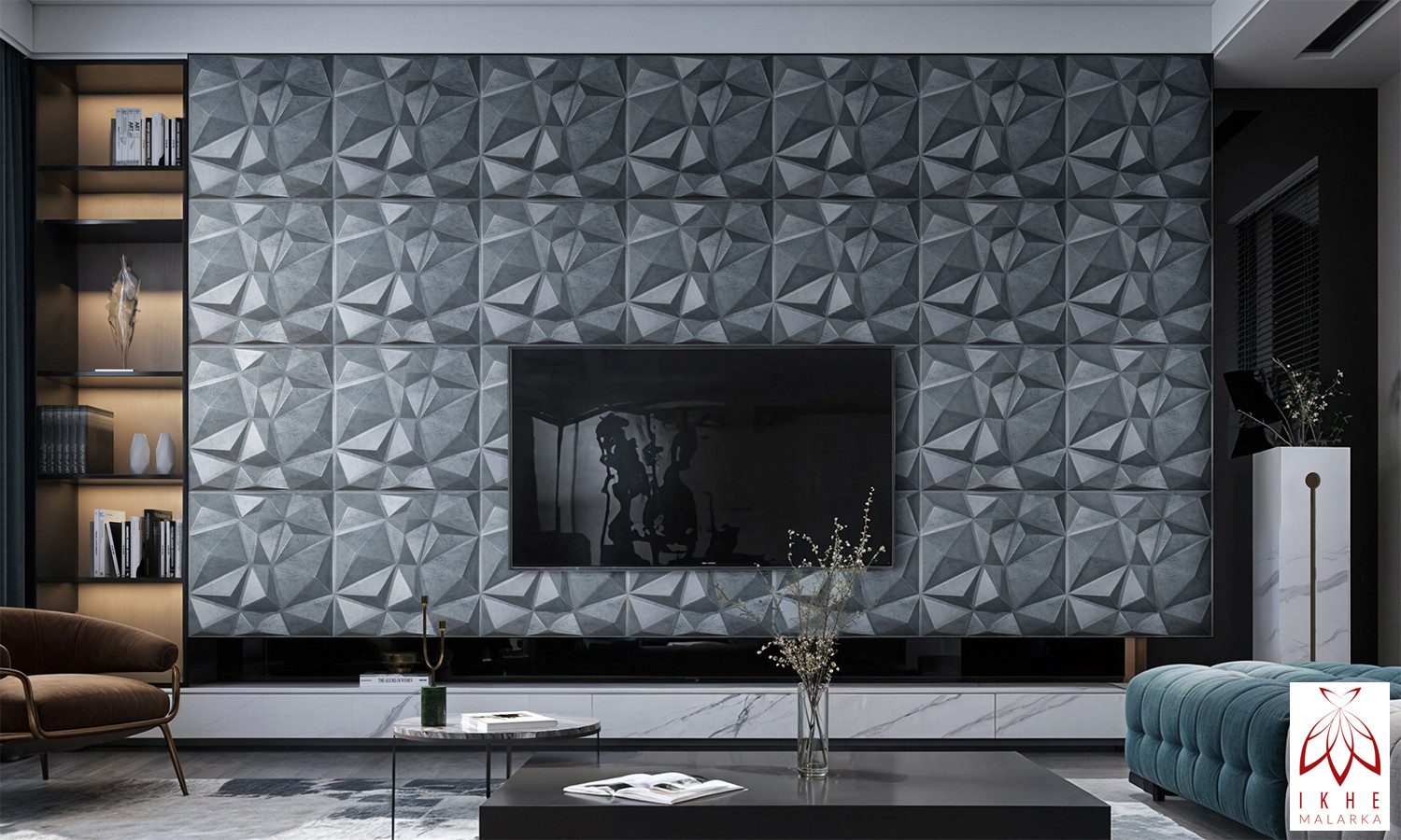 IKHEMalarka 3D Wandpaneel 3D Paneele PVC Kunststoffpaneele, BxL: 50,00x50,00 cm, 0,25 qm, (1 Stück, 3D Wandpaneele Deckenpaneele) hochwertige & harte PVC 3D Platten Wand & Decke
