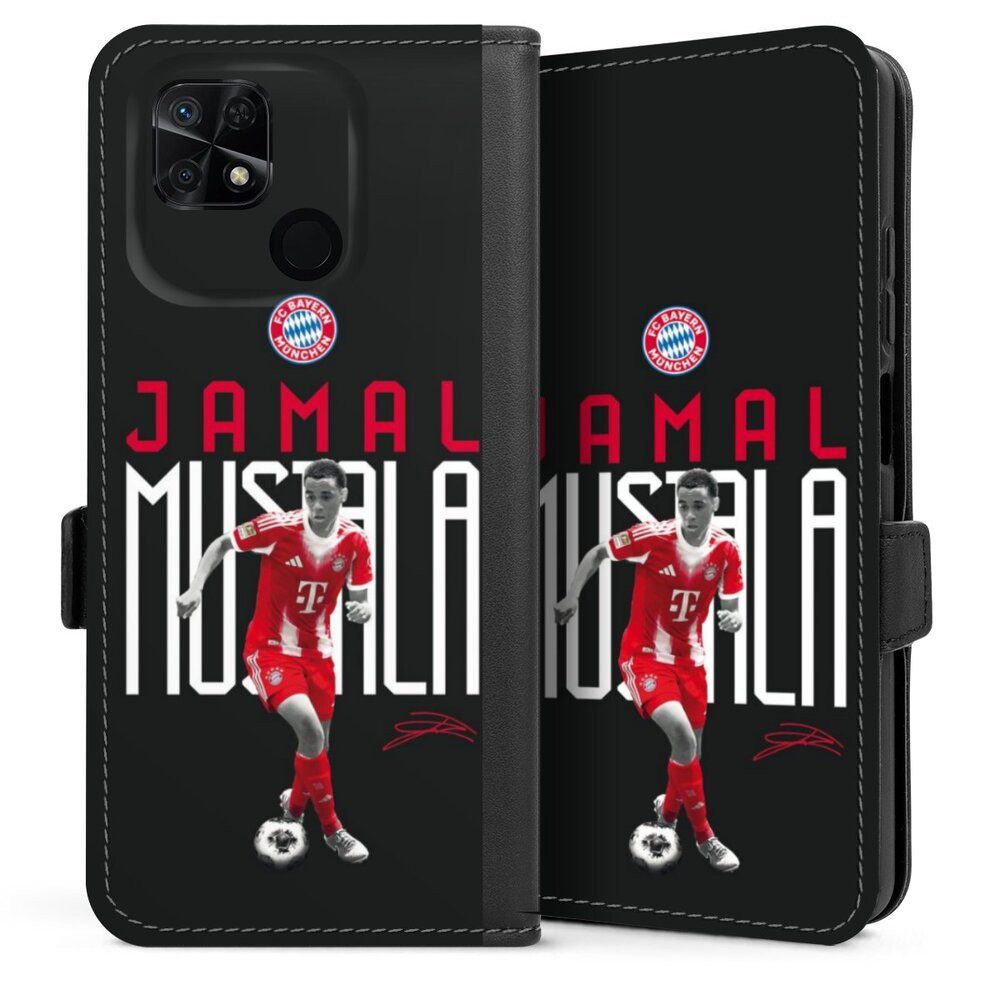DeinDesign Handyhülle FC Bayern München Jamal Musiala Offizielles Lizenzprodukt, Xiaomi Redmi 10C Hülle Handy Flip Case Wallet Cover Handytasche Leder