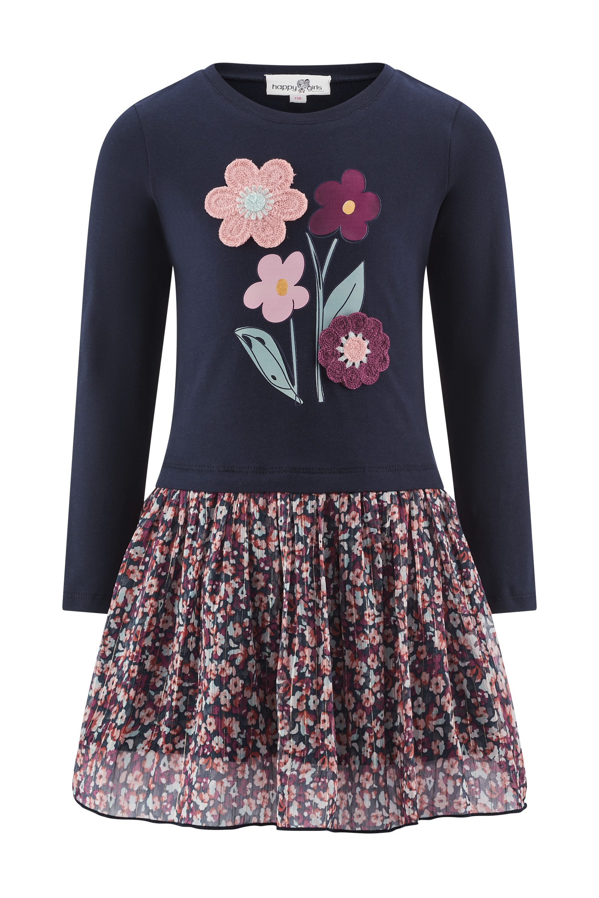 happy girls Jerseykleid Baumwollmischung, Blumen-Applikationen