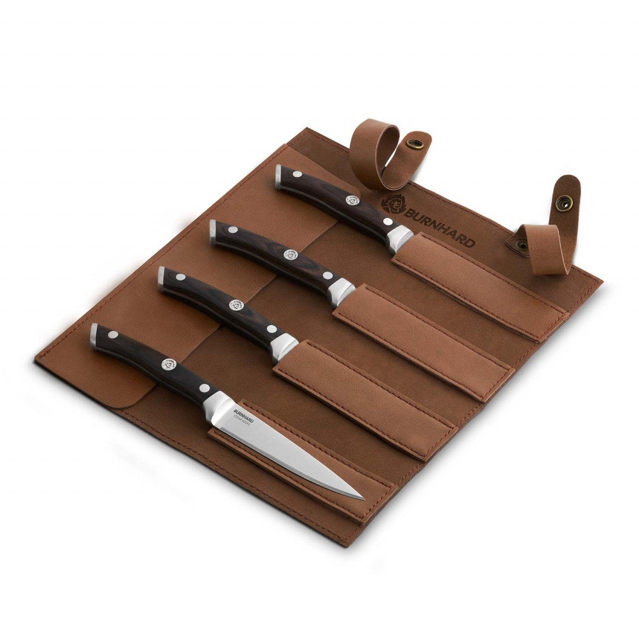 BURNHARD Steakmesser »Steakmesser« inkl. Rolltasche aus Leder, Set 4-tlg.