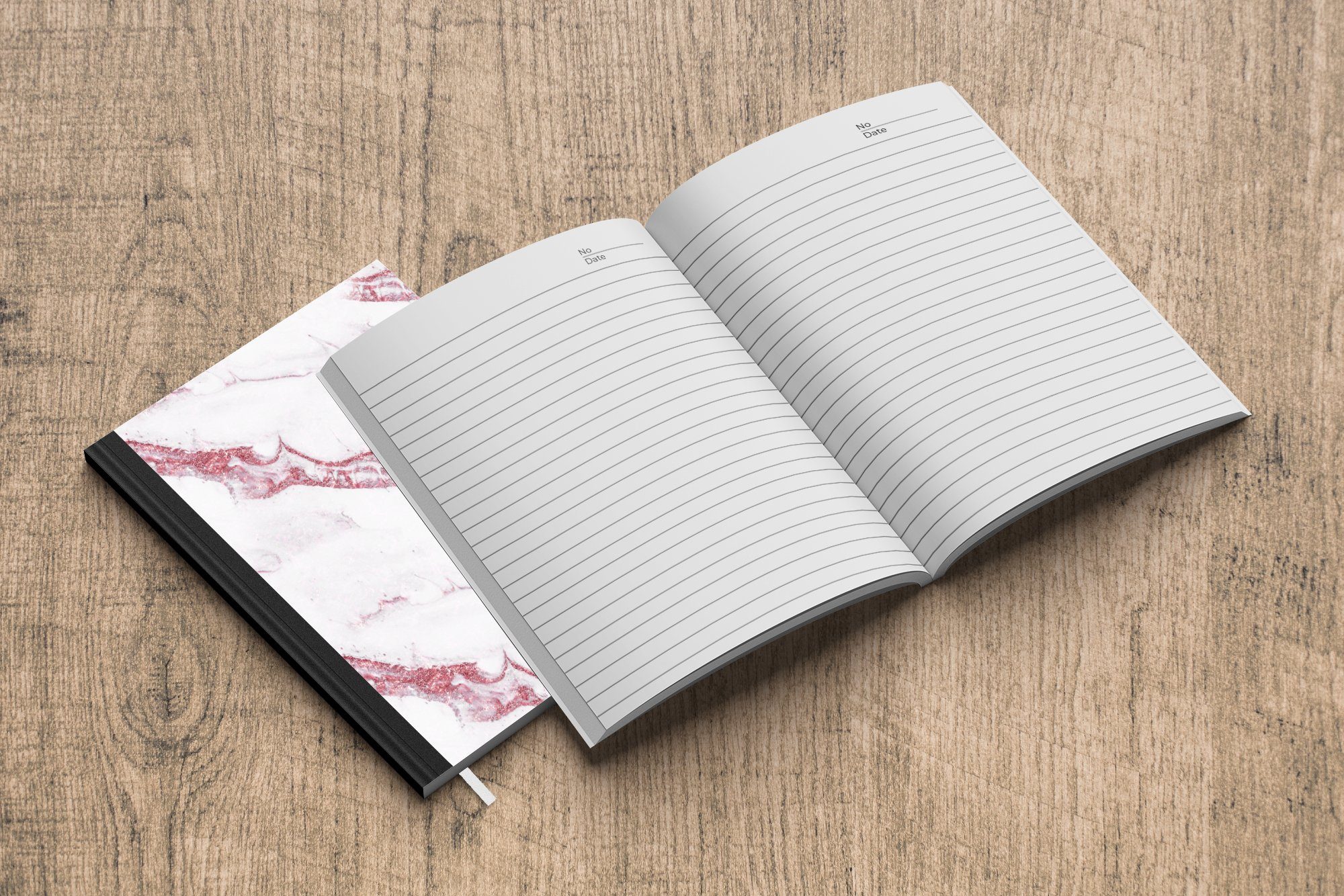 - - Seiten, Journal, A5, Glitter Notizbuch - Marmor Haushaltsbuch Muster, Merkzettel, Notizheft, MuchoWow 98 Weiß Tagebuch,