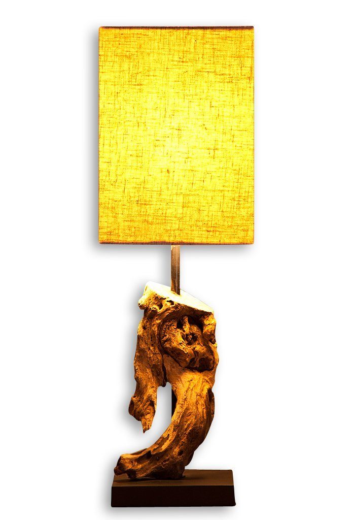 Levandeo® Nachttischlampe, Lampe Tischlampe Treibholz Holz Tischleuchte Holzlampe aus 45cm Beige