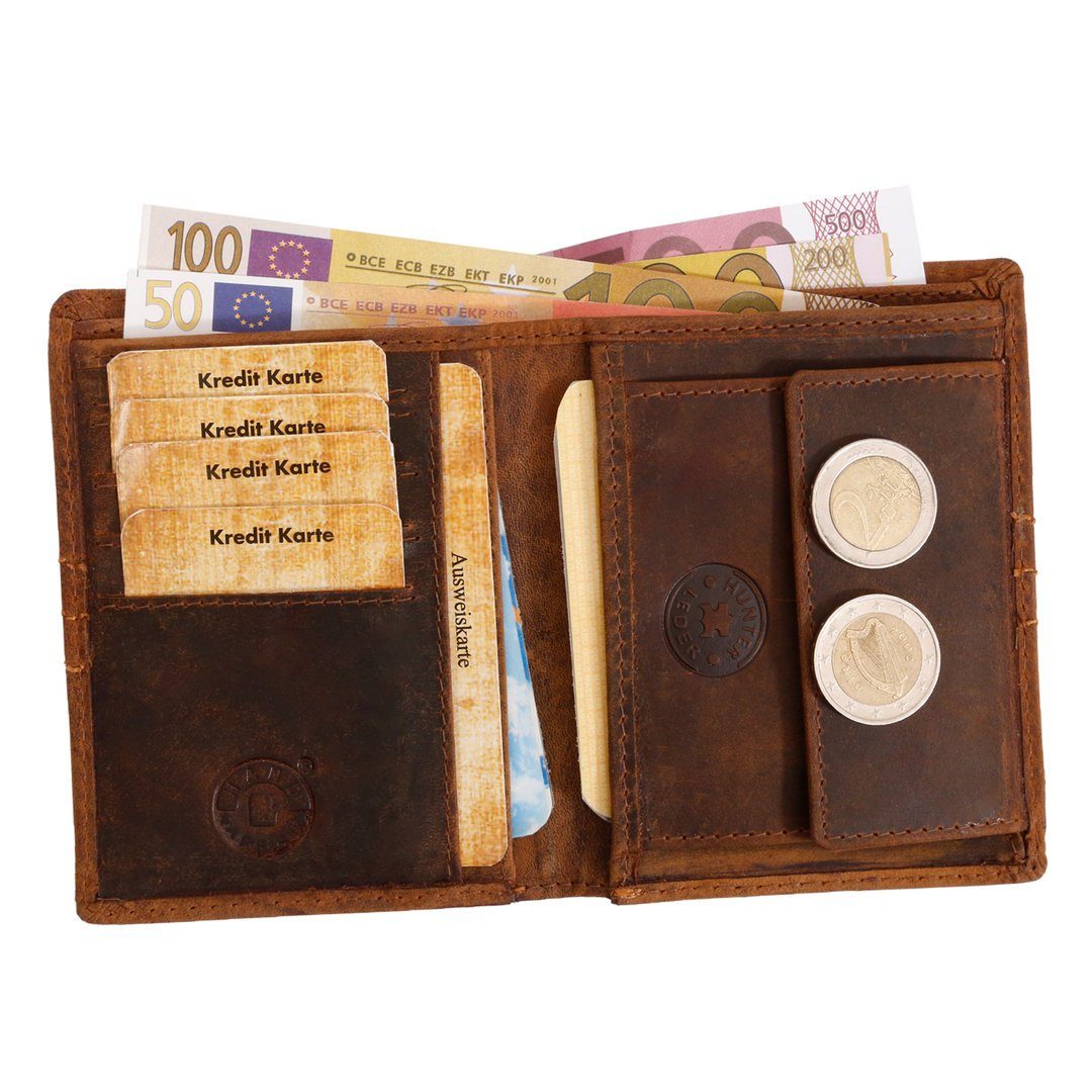 SHG Geldbörse Herren Leder Börse Schutz Portemonnaie, RFID Brieftasche mit Männerbörse Münzfach Büffelleder Lederbörse