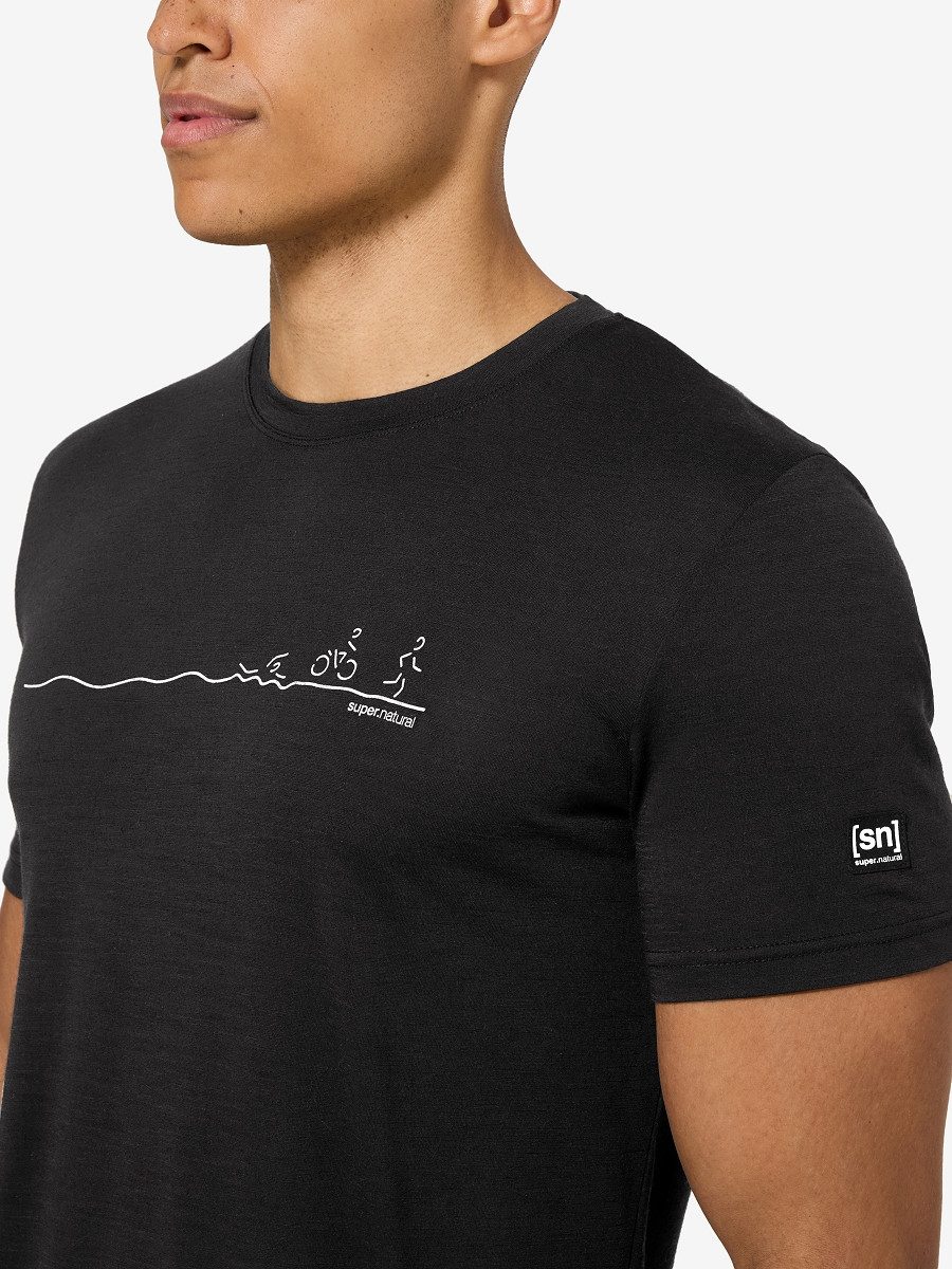 SUPER.NATURAL Funktionsshirt für Herren, Merino M TRI TEE mit Triathlon-Mot günstig online kaufen
