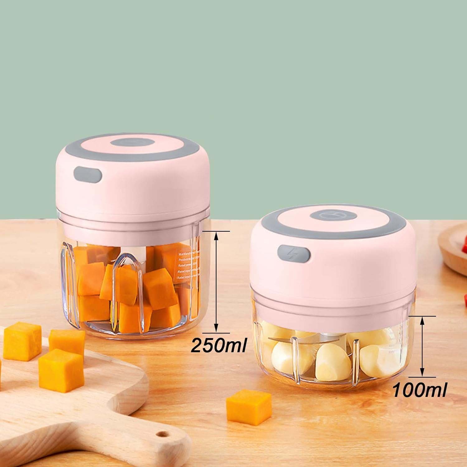 Mini Kabellose für Knoblauchhacker +2 Zwiebelhacker Scharfen Ersatzbecher, Küchenmaschine Fleisch AKKEE Klingen W, Gemüse, Tragbare und 100ML 30,00 Elektrisch