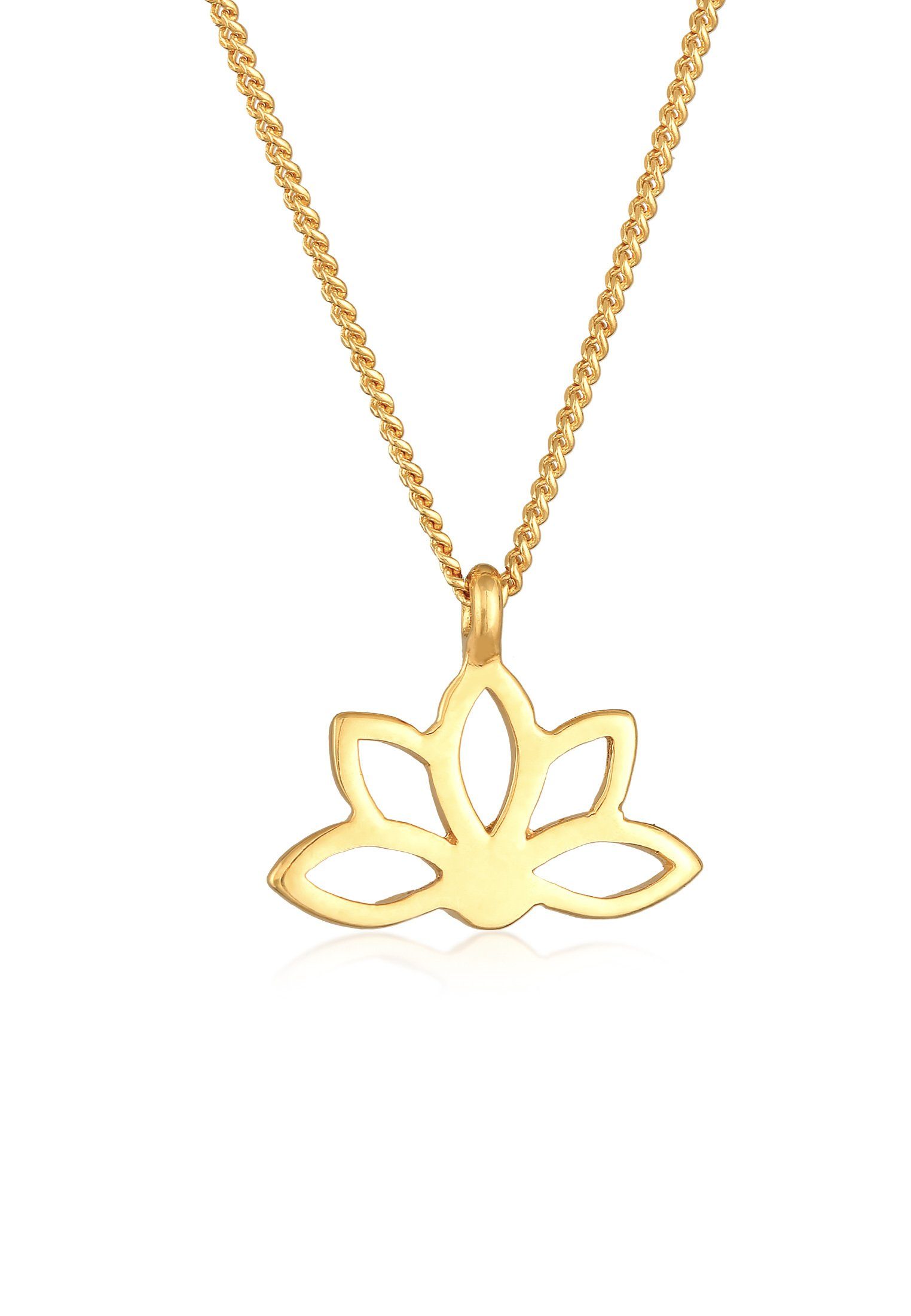 Elli Kette mit Anhänger Lotusblume Blume Spirituell 925 Silber, Blume Gold