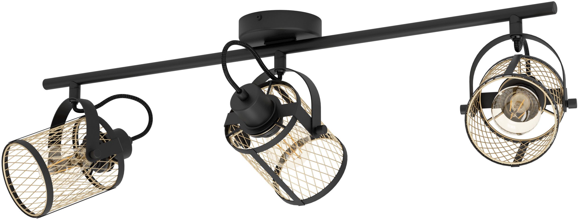 EGLO Deckenspot DELLOW Spotlampe - Stahl - E27 - 3X40W - IP20, ohne Leuchtmittel, Deckenlampe, Deckenstrahler, Прожектори, L83 x B18 x H21 cm
