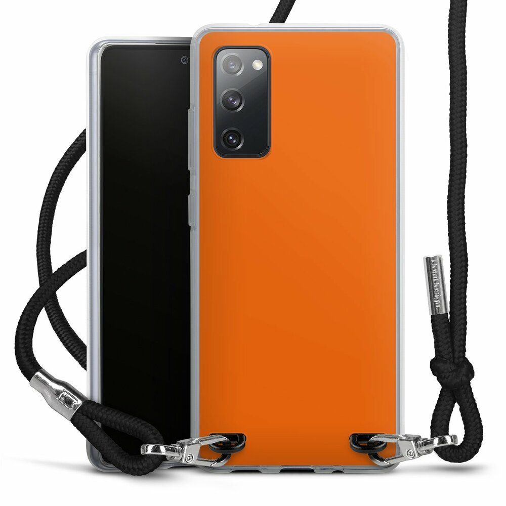 DeinDesign Handyhülle einfarbig orange Farbe Mandarine, Samsung Galaxy S20  FE 5G Handykette Hülle mit Band Case zum Umhängen