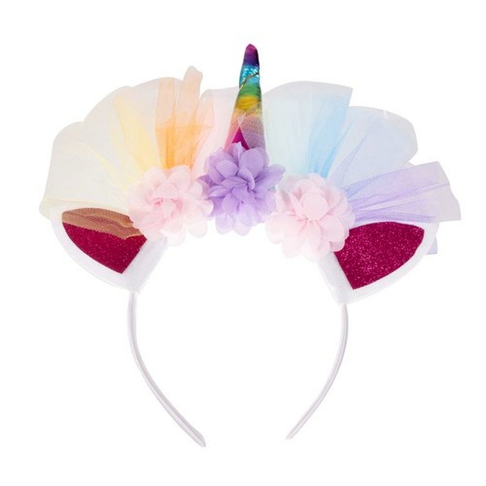 KRUZZEL Kostüm-Flügel Kinderkostüm Einhornkostüm, Stirnband mit Horn und Ohren für märchenhaften Einhorn-Look