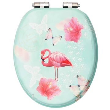 vidaXL WC-Sitz Toilettensitz mit Soft-Close-Deckel MDF Flamingo-Design (1-St)