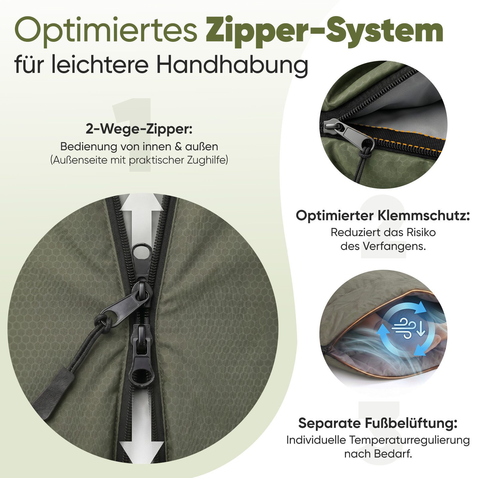 Sekey Deckenschlafsack 3 Jahreszeiten Schlafsack 220x80 cm 10–20°C Deckenform mit Kapuze, 2-in-1 Schlafsack & Decke – Atmungsaktiv, wasserabweisend – Bild 4 von 5