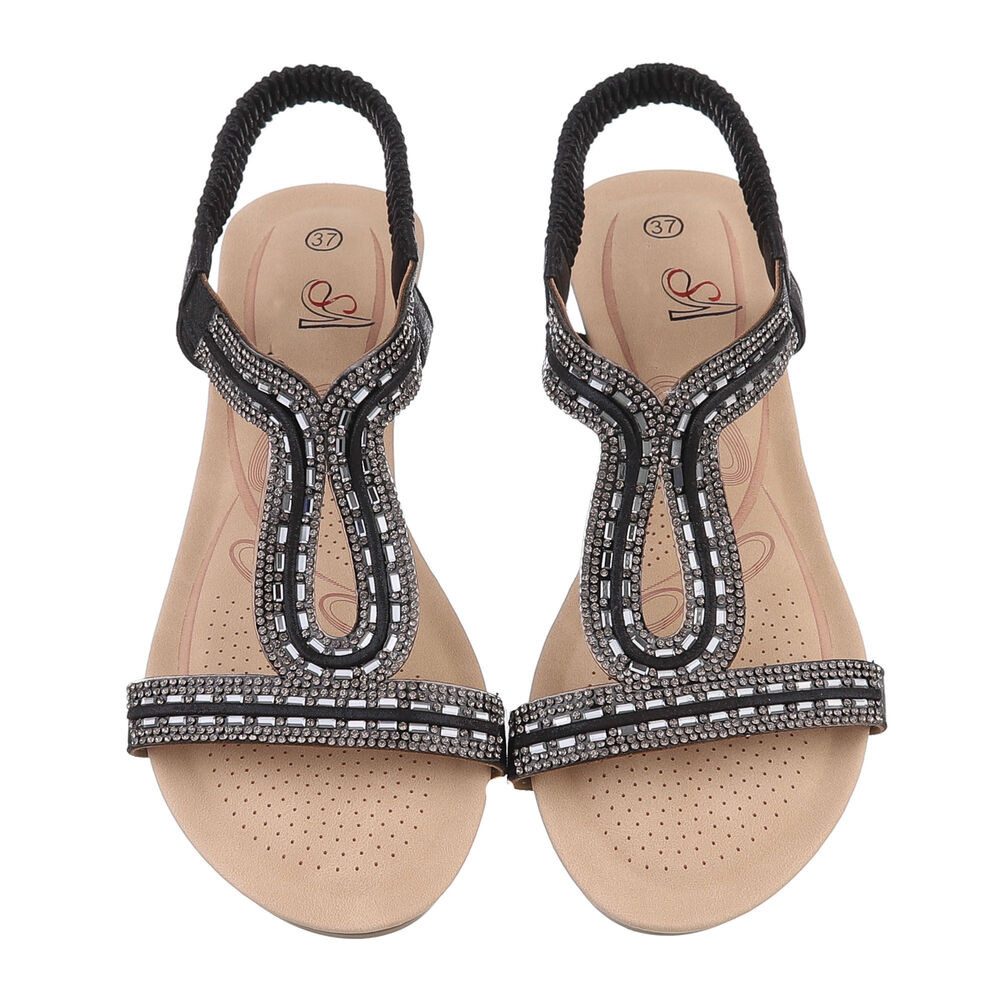 Ital-Design Damen Freizeit Keilsandalette (86016670) Keilabsatz/Wedge Keilsandaletten in Schwarz