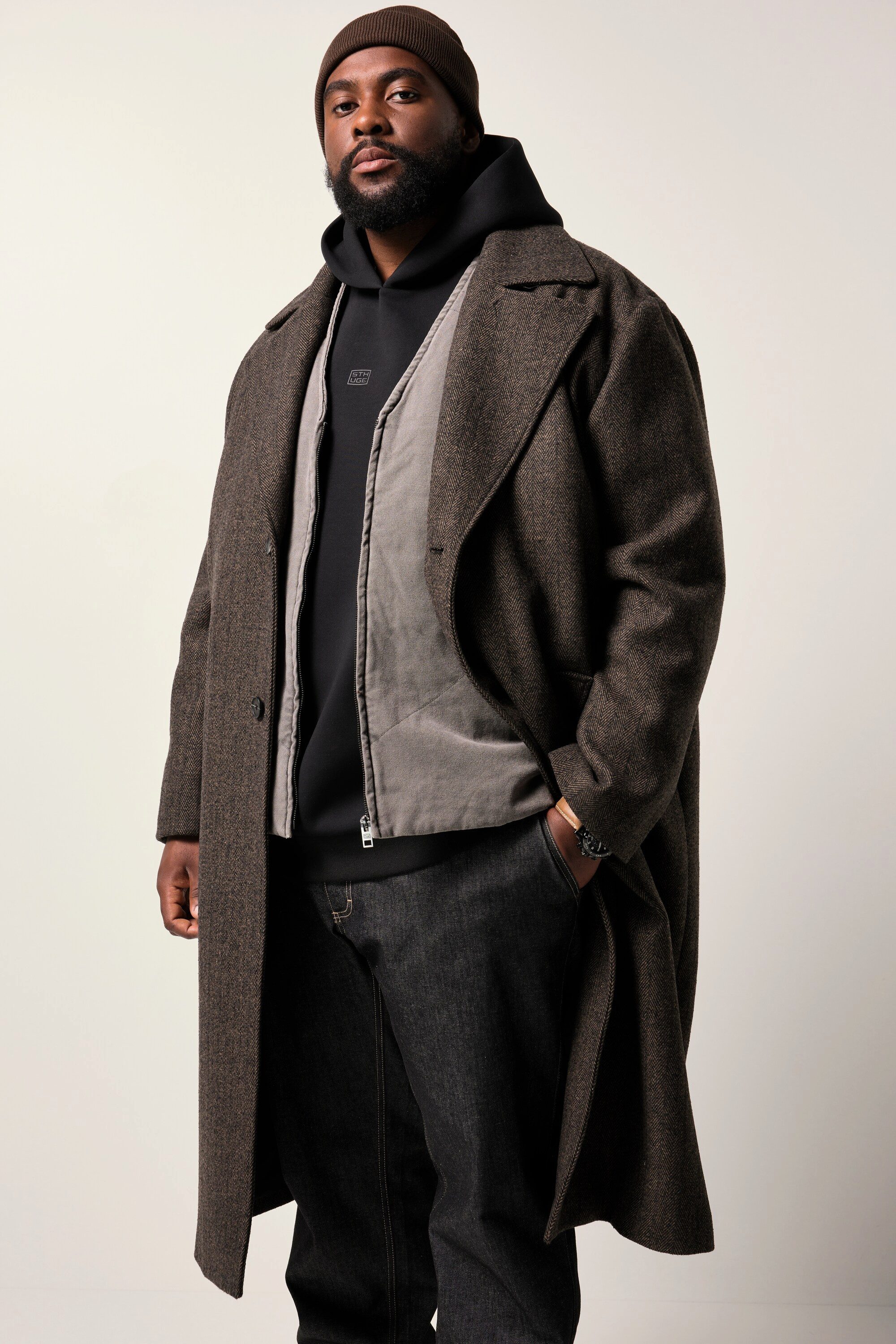 STHUGE Kurzmantel STHUGE Mantel Fischgrat bis 8 XL günstig online kaufen