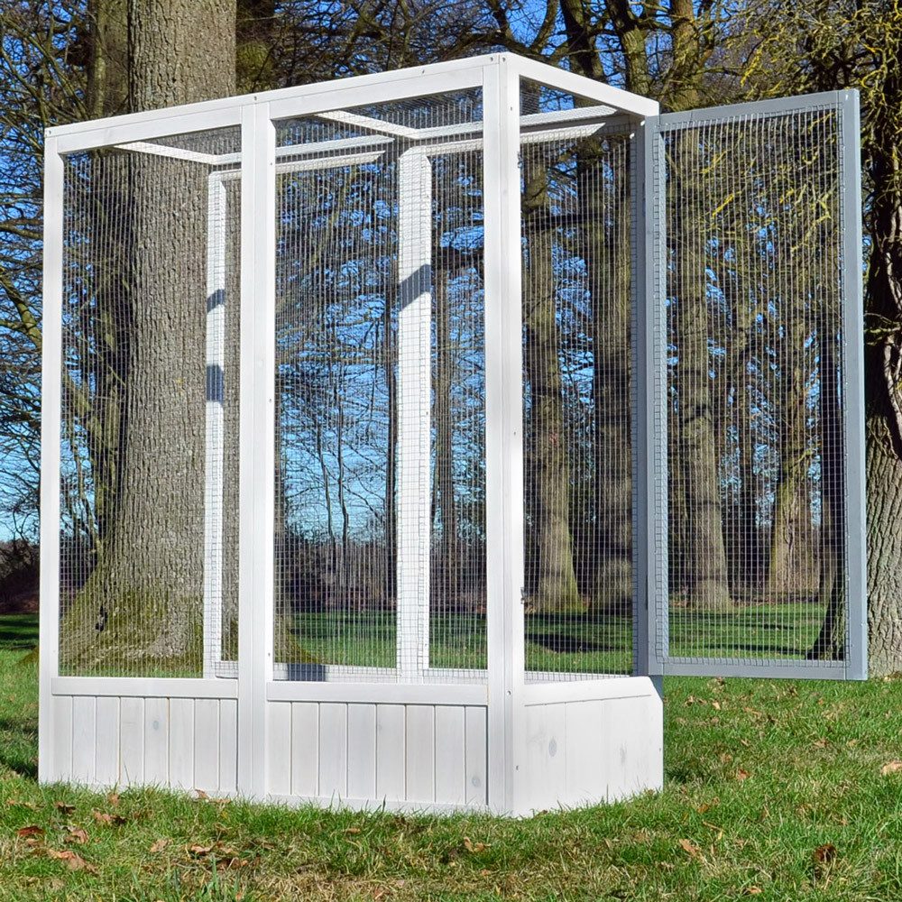 Zooprinz Vogelhaus Vogelvoliere Luise mit oder ohne Auslauf, Bitumenplatten, Beliebig erweiterbar, wetterfestes Kiefernholz