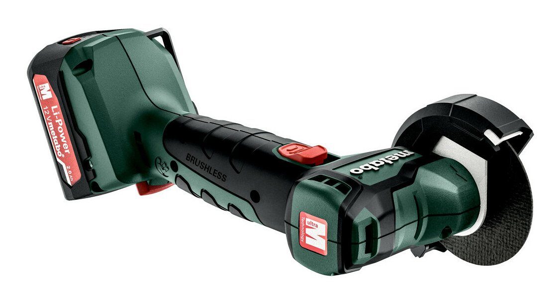 metabo Akku-Winkelschleifer PowerMaxx CC 12 BL, max. 20000 U/min, 2 x 2 Ah Li-Ion im Kunststoffkoffer