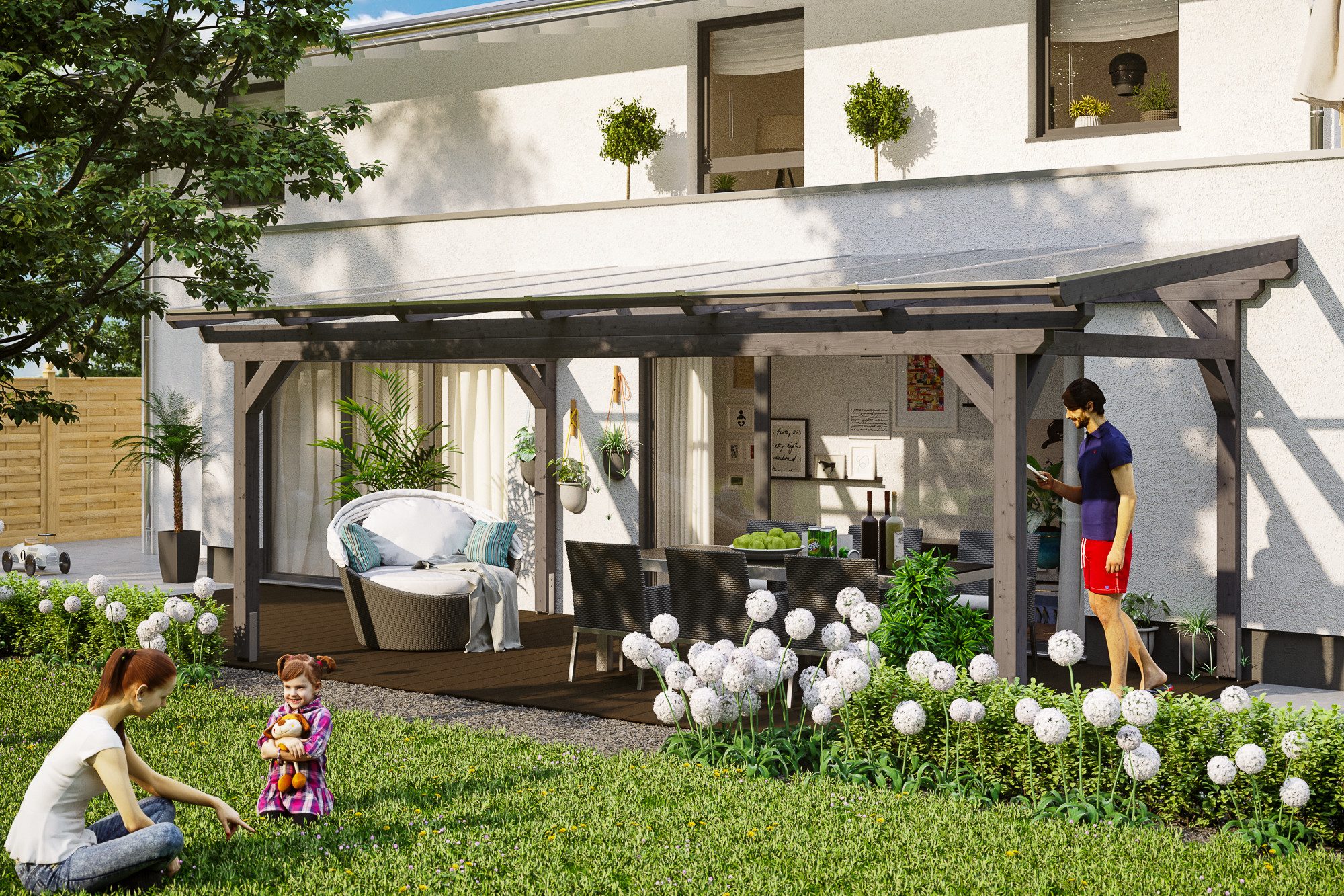Thumbnail - Skanholz Terrassendach Sanremo, BxT: 648x400 cm, Bedachung Doppelstegplatten, Leimholz