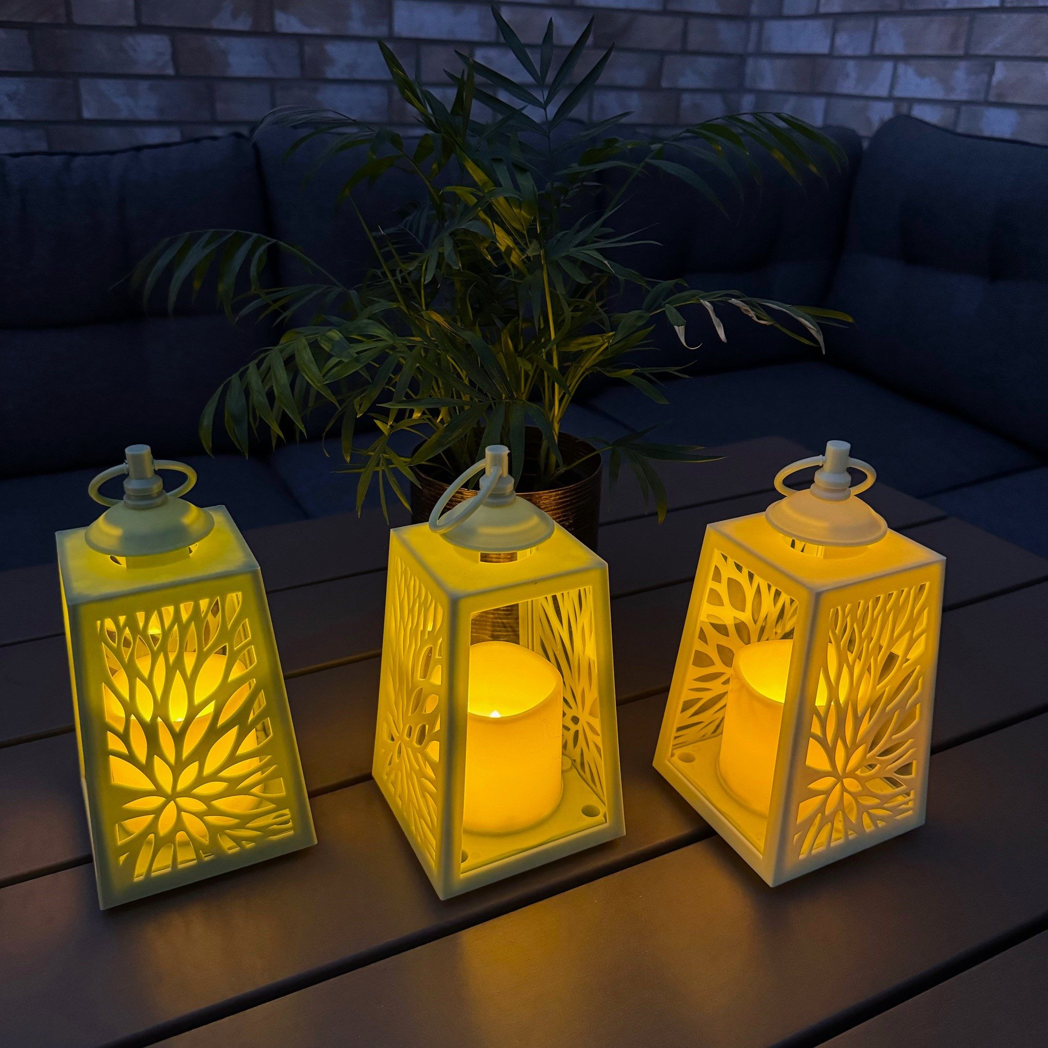 Online-Fuchs LED Laterne 3er Set Deko Laternen für draußen - Outdoor geeignet, Inklusive LED-Kerze, Warmweiß, 6-Stunden Timerfunktion