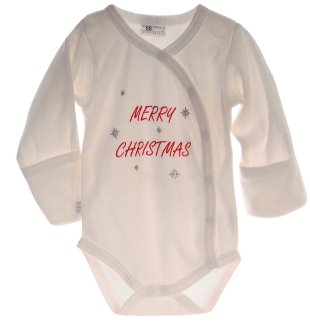La Bortini Wickelbody Baby Body für Weihnachten in Creme Langrambody