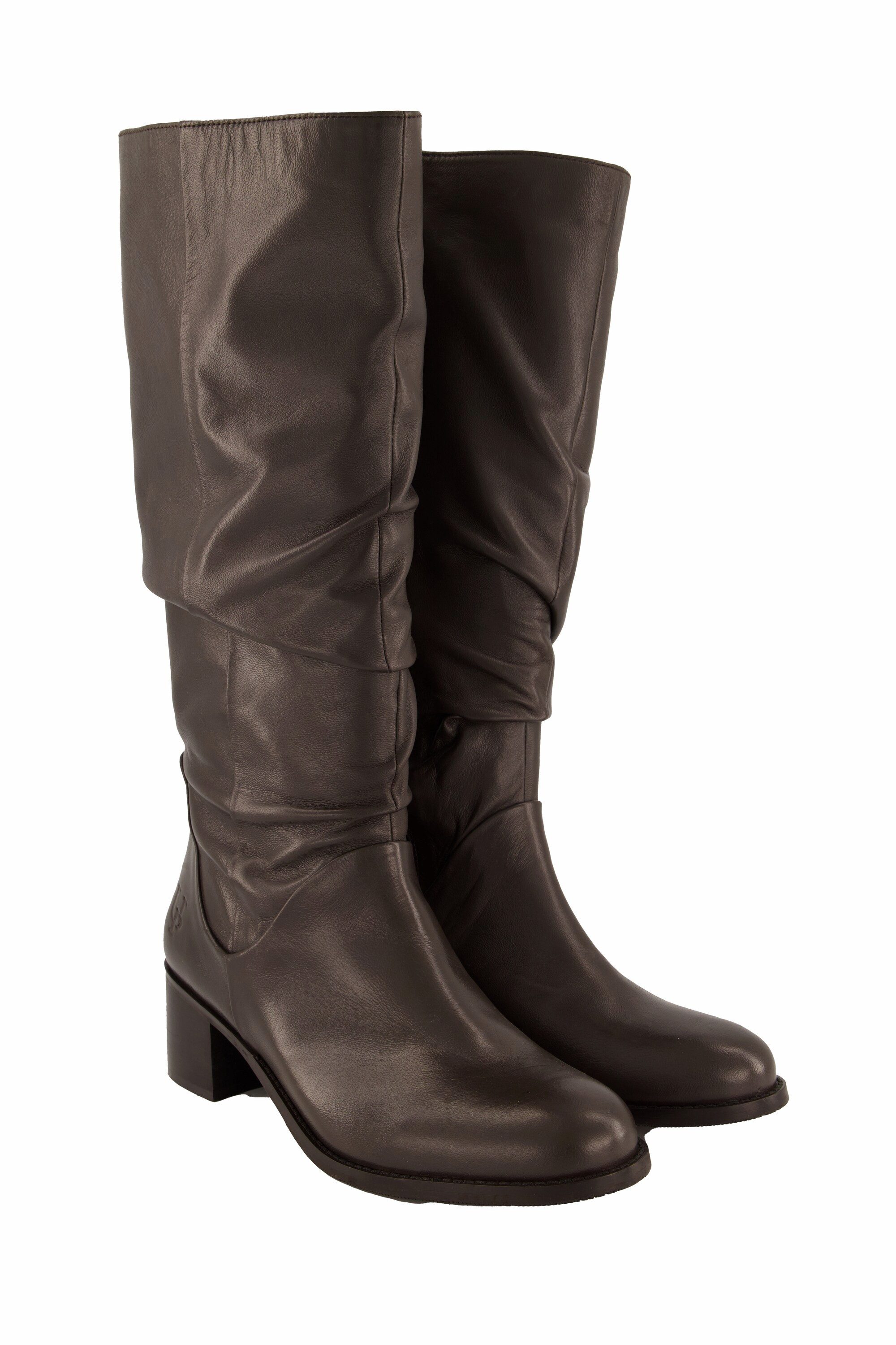 Ulla Popken Lederstiefel XL-Schaft Raffung Weite günstig online kaufen