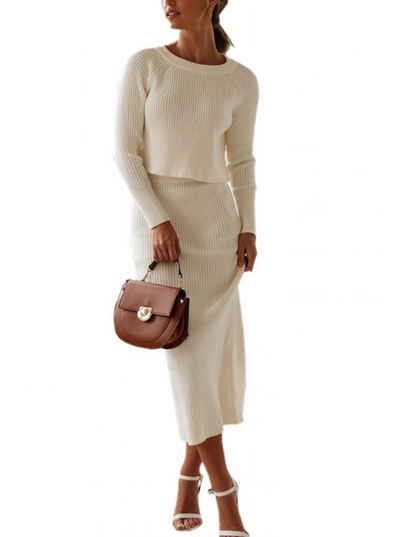 Aatrx Doppelpack Anzüge Zweiteiliges Set aus kurzem Pullover und schmalem Strickrock für Damen (1-tlg)
