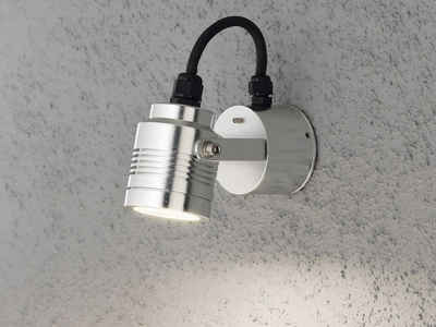 KONSTSMIDE LED Außen-Wandleuchte, LED fest integriert, Warmweiß, kleiner Wand-strahler, Fassadenbeleuchtung Hauswand IP54, Höhe 13cm