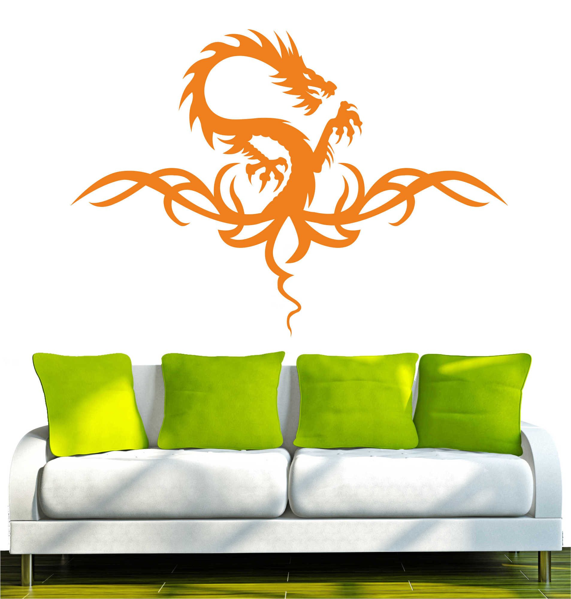 INDIGOS UG Wandtattoo Wandtattoo - Wandaufkleber - w358 Drachen Drache Monster Feuer