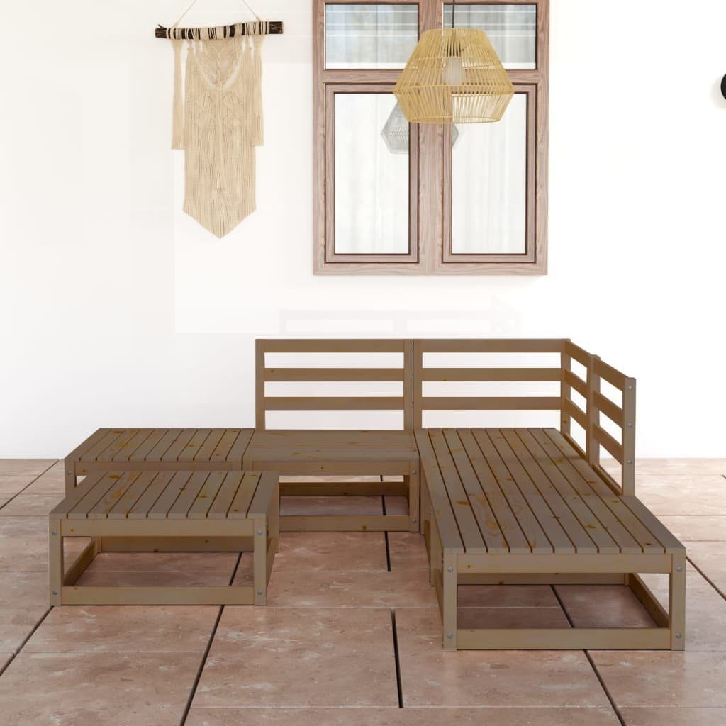 vidaXL Gartenlounge-Set 6-tlg. Garten-Lounge-Set Honigbraun Massivholz Kiefer, (1-tlg)