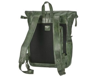 Bear Design Freizeitrucksack "Rick" Cow Lavato Leder, Rolltop, Daypack, mit Notebookfach, knautschig weiches Leder in grün