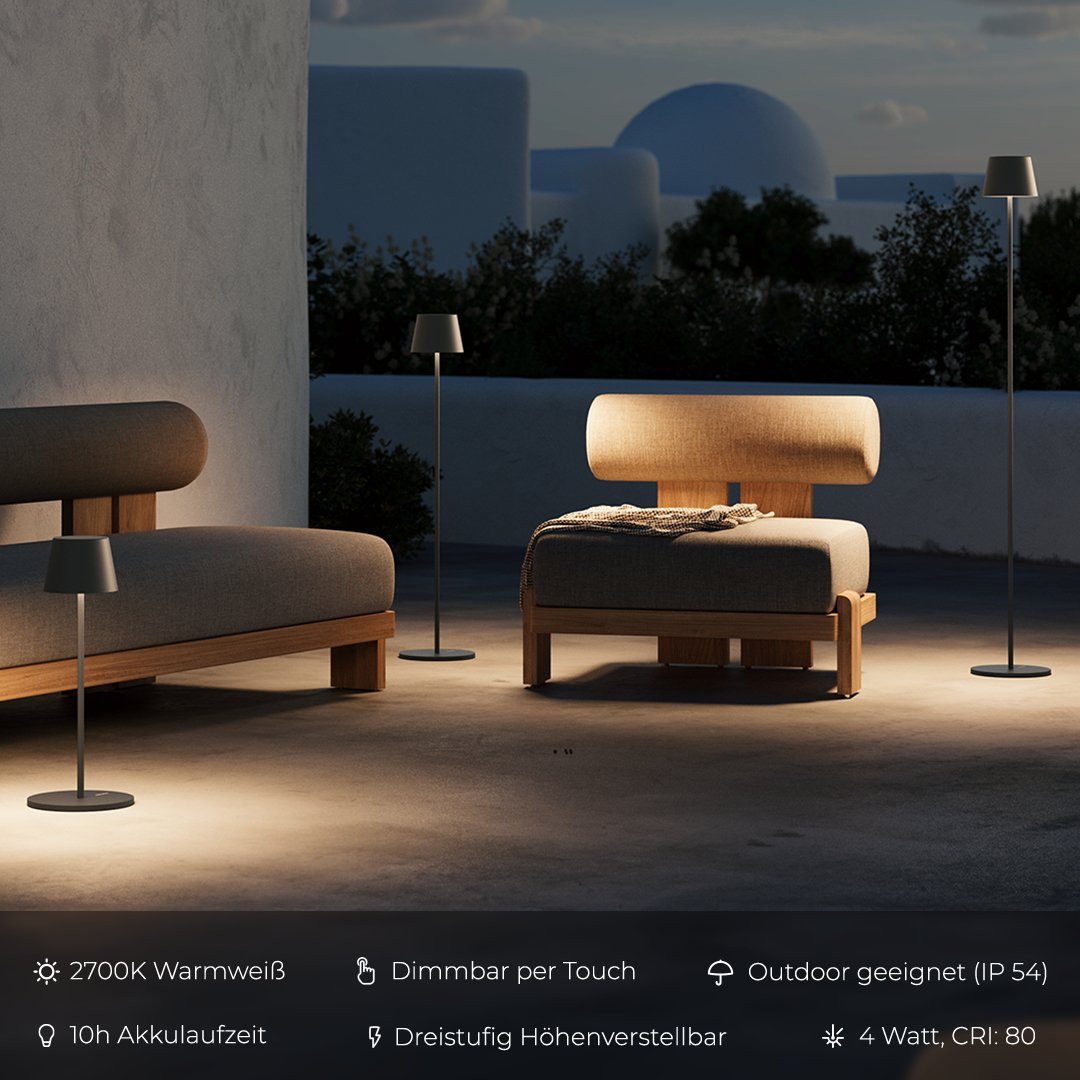 Neona LED Stehlampe YAVA Anthrazit, Dimmbar per Touch, LED fest integriert, Warmweiß