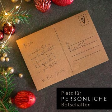 bigdaygraphix Weihnachtskarte Weihnachtskarten im Hygge Stil - 16 Postkarten Kraftpapier, 8 Motive