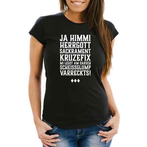 MoonWorks Print-Shirt Damen T-Shirt Himmi Herrgott Sakrament Slim Fit Moonworks® mit Print