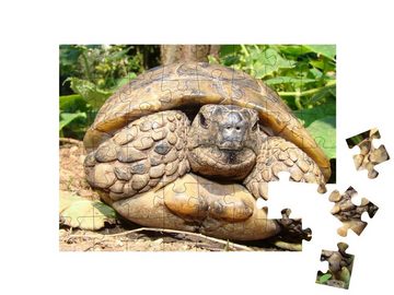 puzzleYOU Puzzle Detaillierte Nahaufnahme einer Schildkröte, 48 Puzzleteile, puzzleYOU-Kollektionen Meeresschildkröten, Fische & Wassertiere