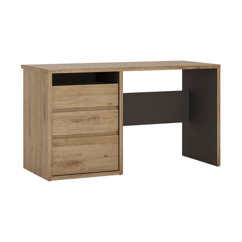 Lomadox Büromöbel-Set SELMA-129, (Spar-Set, 5-tlg., Bücherregal Regal Highboard Kommode Schreibtisch), modernes Arbeitszimmer Set in Eiche grifflos modern