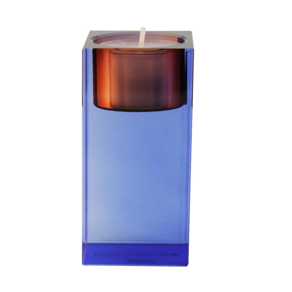 ca. Teelichthalter H Teelichthalter 10 blau/orange cm Giftcompany Gift-Company Kristallglas (Stück) Sari