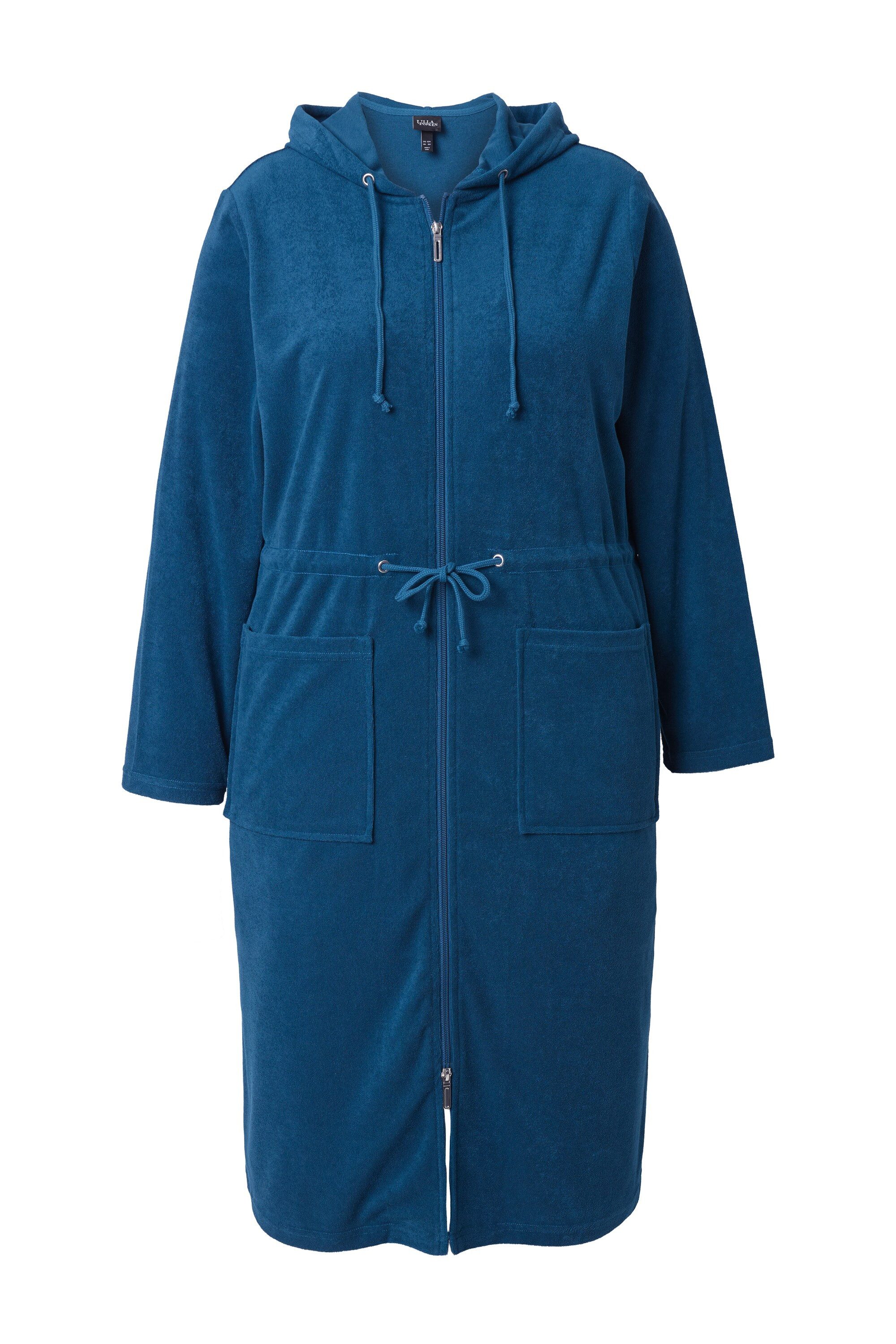 Ulla Popken Bademantel Bademantel 2-Wege-Zipper Kapuze Frottee, knielang, M günstig online kaufen