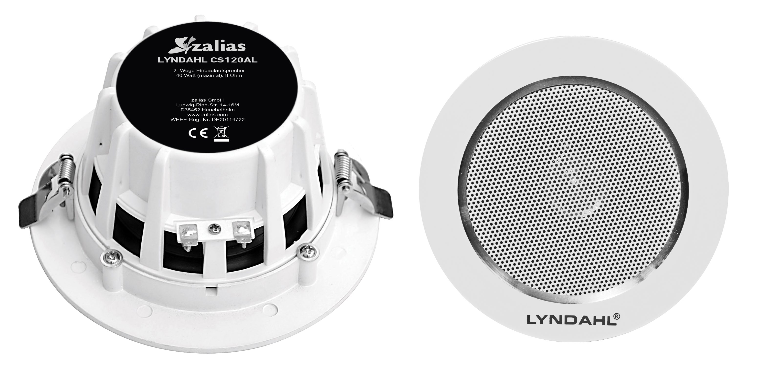Lyndahl CS120AL Design 2-Wege Deckenlautsprecherpaar 120 mm Aluminium Einbaulautsprecher