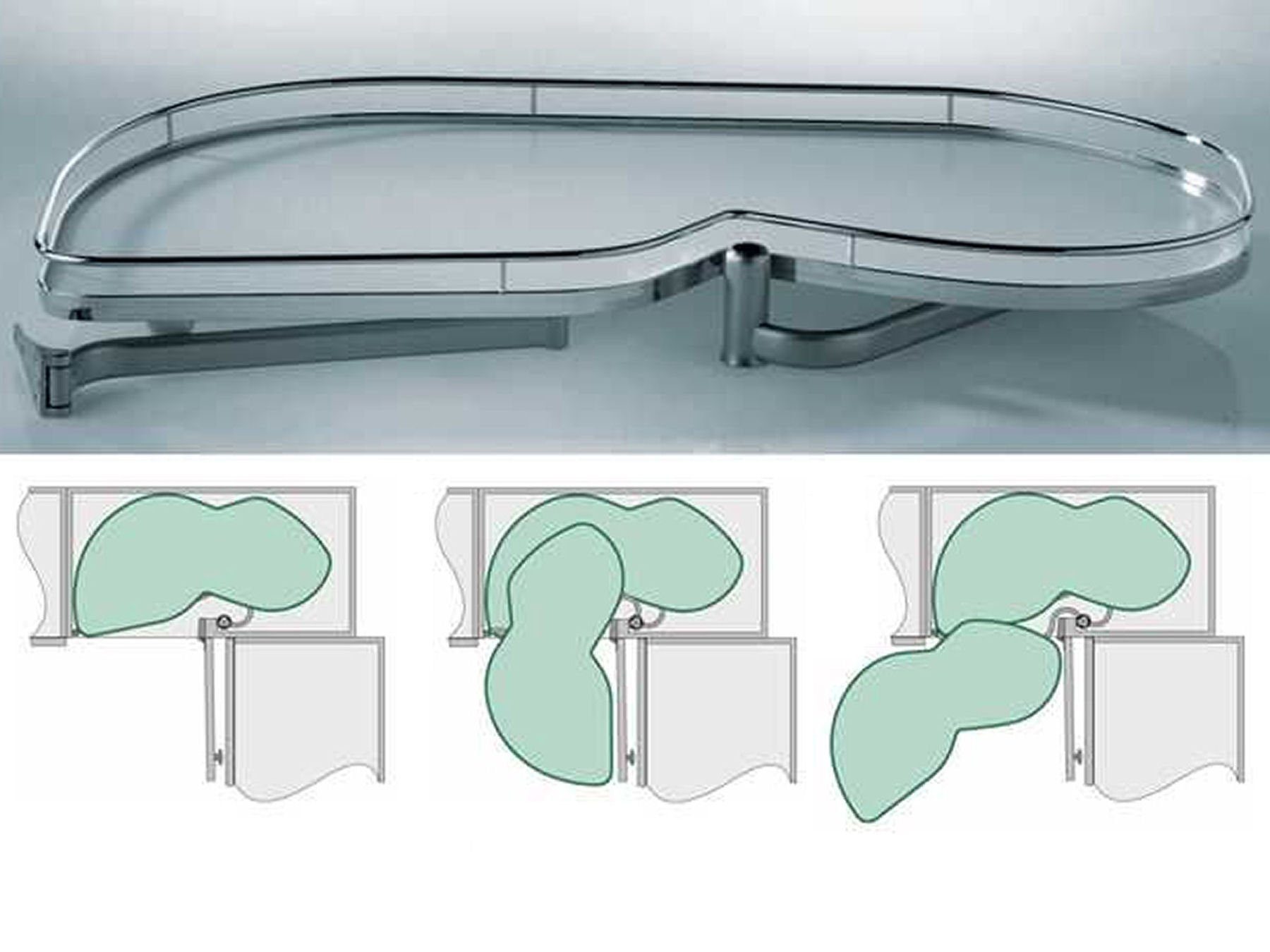 Kesseböhmer Auszugsboden 600 mm Links LeMans II Beschlag für Eckschrank, inkl. Antirutschmattenset Orga-Grip Silbergrau