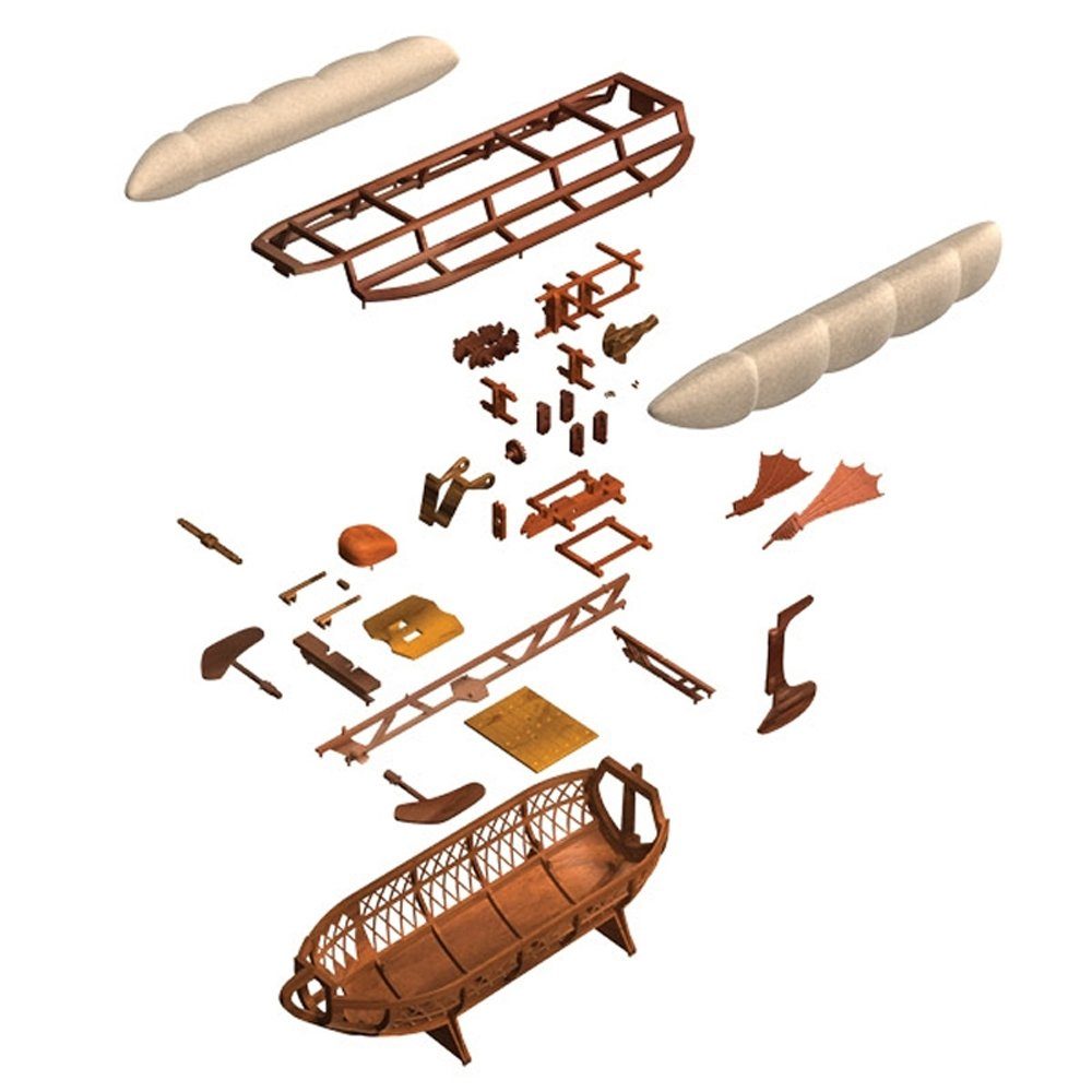 Edu-Toys Modellbausatz Leonardo da Vinci, Maßstab verschiedene, (Bausatz zum Stecken, Kleben und Bemalen, verschiedene Selbstbausätze nach original Vorlage), vorgefertigte Kunststoffteile mit Holzstruktur