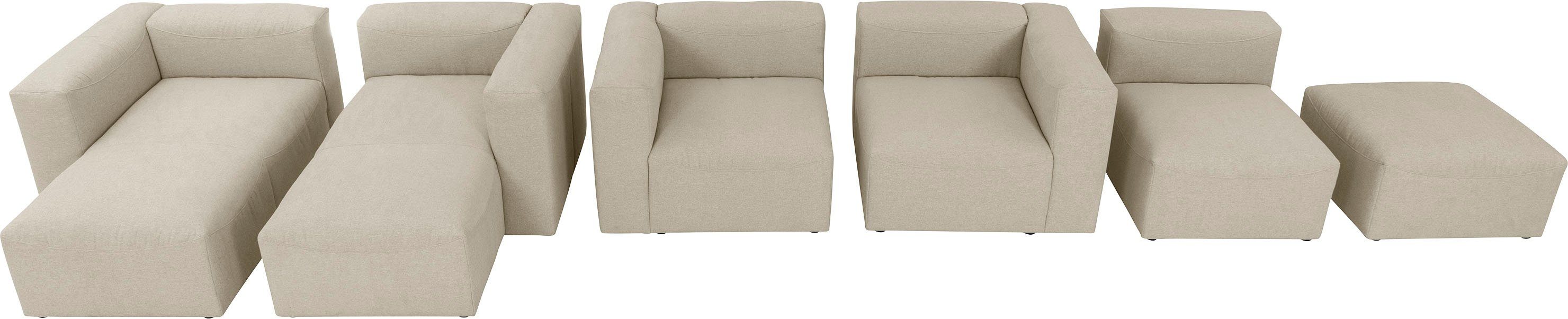 Max rechts, Winzer® Longchair-Element individuell links Lena, oder Armlehne mit Chaiselongue creme