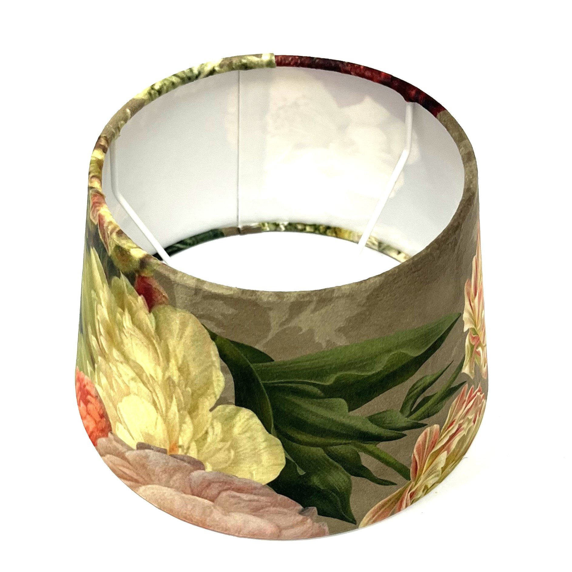 colmore Lampenschirm Tischlampenschirm Blumen Blüten Bunt Samt Klein 12 cm E27, Blumenmuster