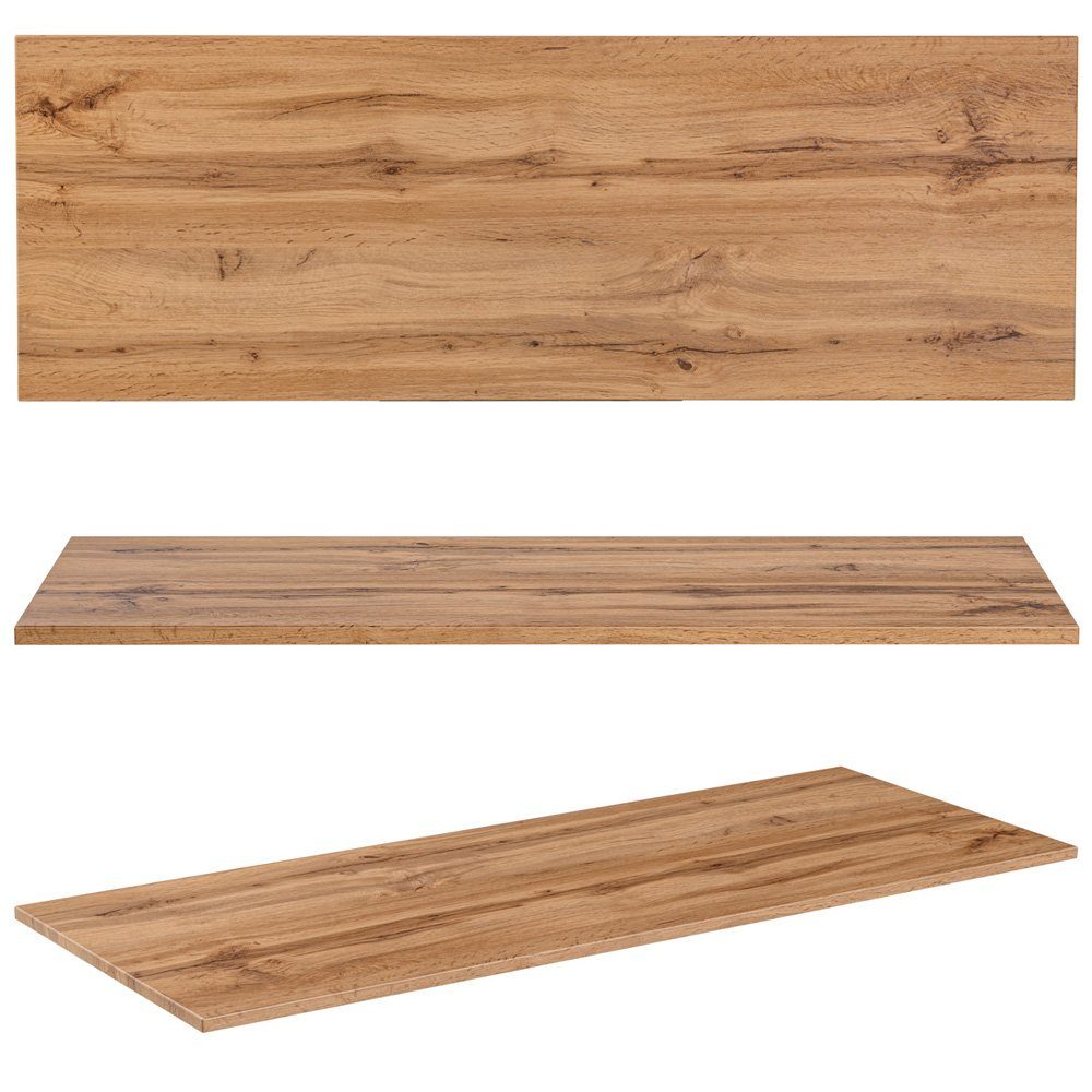 Lomadox Doppelwaschtisch ADELAIDE-56-CASHMERE, 140cm mit Keramik-Waschbecken, kaschmir und Eiche mit gerillter Front – Bild 5 von 5