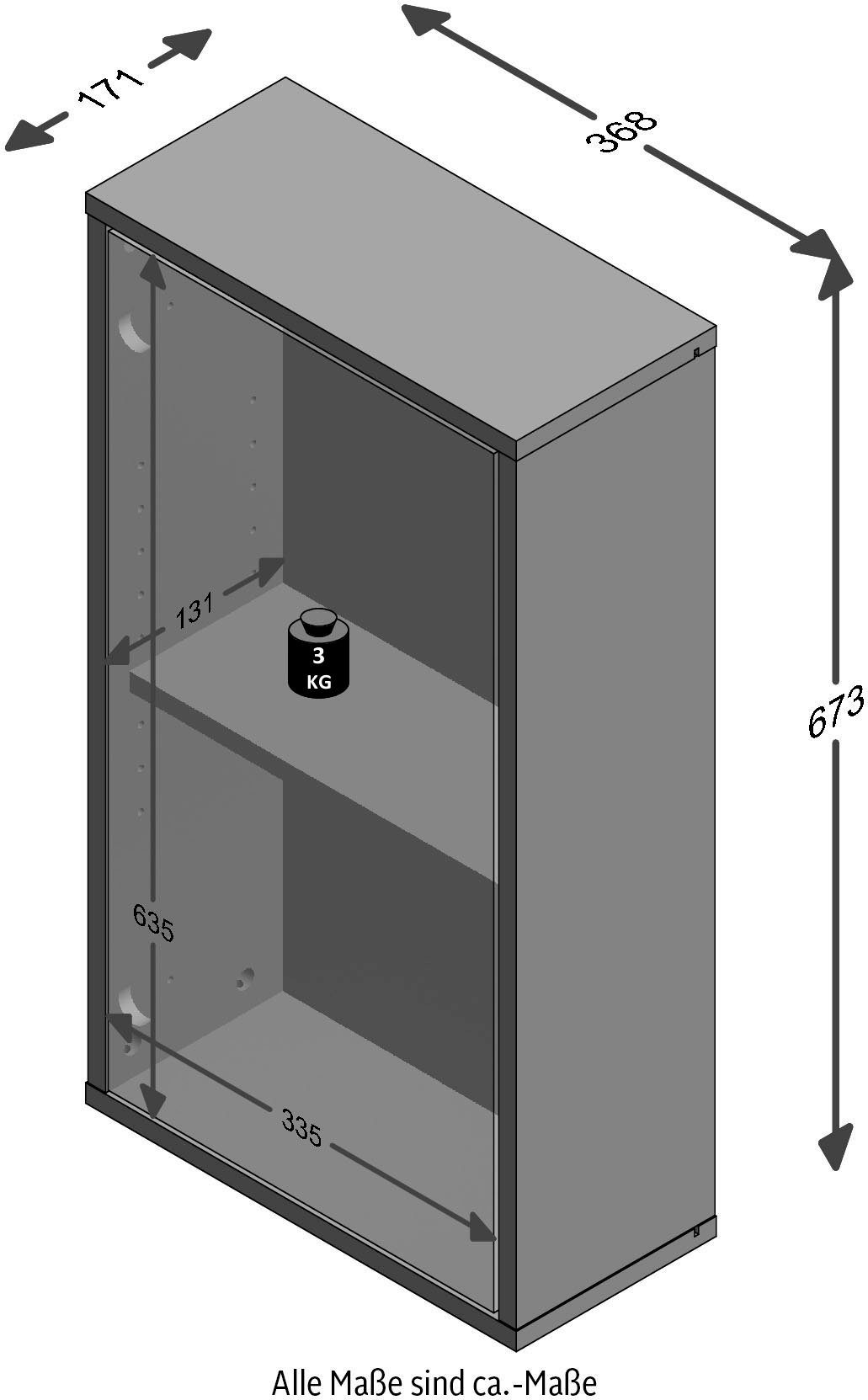 Breite Hängeschrank 36,8 cm FMD Zamora